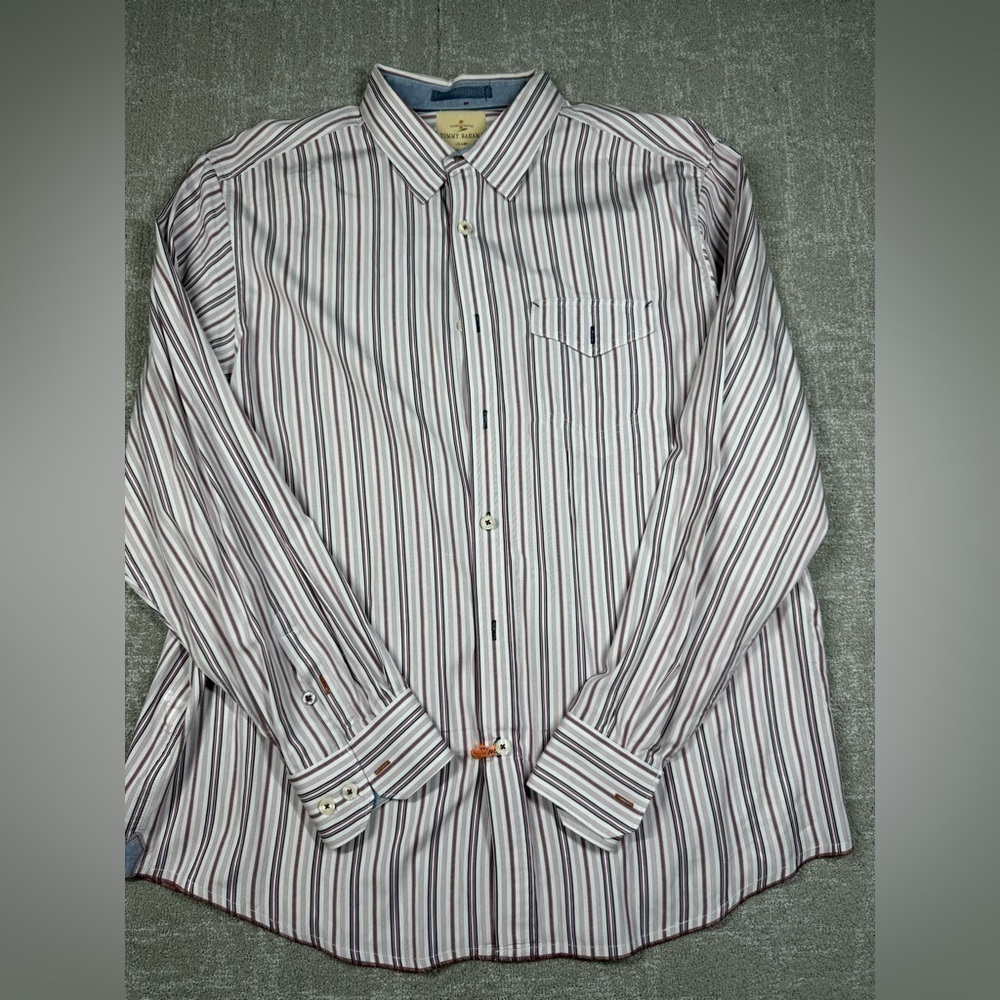 Tommy Bahama 100% Cotton Striped Button Down Long Sleeve Shirt Sz XL